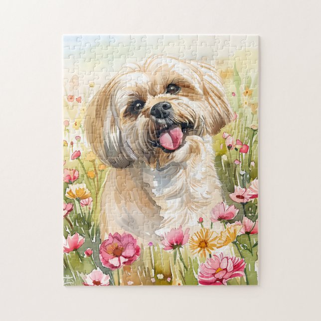 Quebra-cabeça Aquarela Lhasa Apso (Vertical)