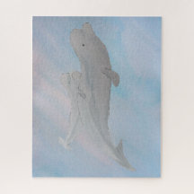 Aquarela Oceano Mãe Bebê Beluga Baleias