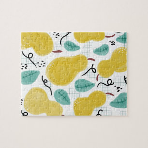Quebra-cabeça Aquarela Peras Verdura Abstrato