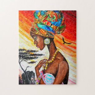 Quebra-cabeça Aquarela - Princesa Africana - Escolher Tamanho
