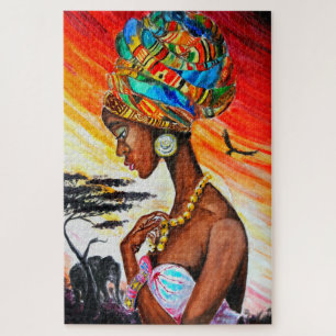 Quebra-cabeça Aquarela - Princesa Africana - Pintura