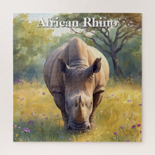 Quebra-cabeça Aquarela Rinoceronte do Bushveld Africano
