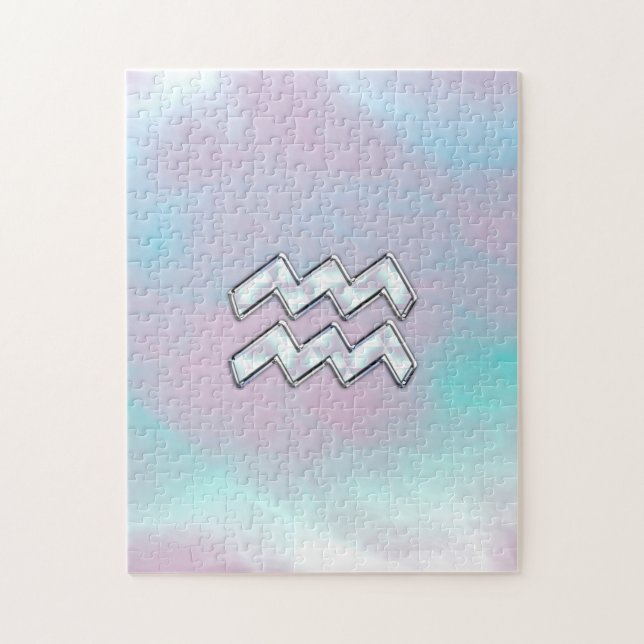 Quebra-cabeça Aquarius Zodiac Símbolo da Mãe de Pearl Nacre (Vertical)