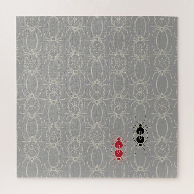 Quebra-cabeça Aranhas - Cinzas fantasma e branco ósseo (Vertical)