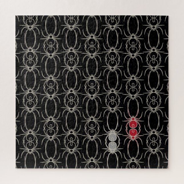 Quebra-cabeça Aranhas - Preto Bastante e Branco Osso (Vertical)