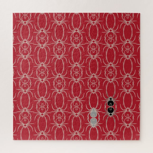 Quebra-cabeça Aranhas - Vermelho Sanguíneo e Branco Osso (Vertical)