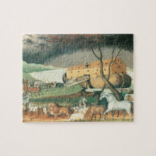 Quebra-cabeça Arca de Noah por Edward Hicks, Vintage Folk Art