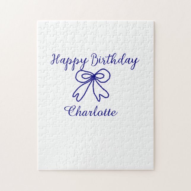 Quebra-cabeça Arco Azul CUTIE ADICIONAR NOME BABY feliz aniversá (Vertical)