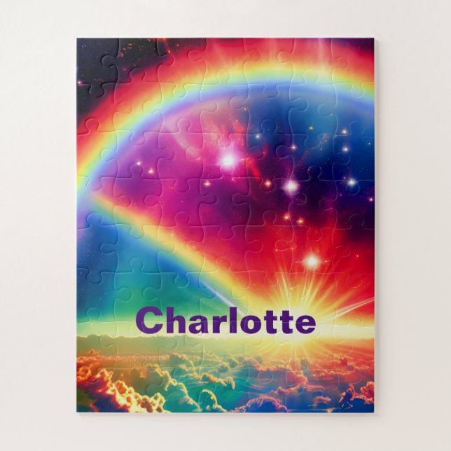 Quebra-cabeça Arco-Íris Cósmico Acima de Nuvens Indigo Fantasias (Vertical)