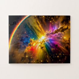 Quebra-cabeça Arco-Íris Cósmico Sobre Cena de Tempestade Nublada