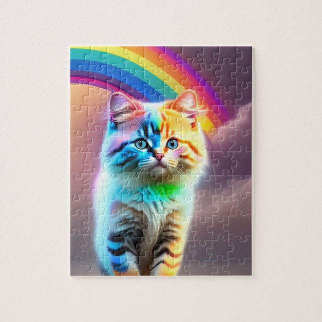 Quebra-cabeça Arco-Íris E Doce Gatinho (Vertical)