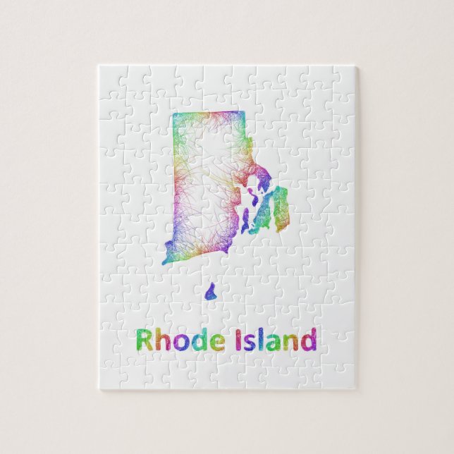 Quebra-cabeça Arco-íris Rhode - mapa da ilha (Vertical)
