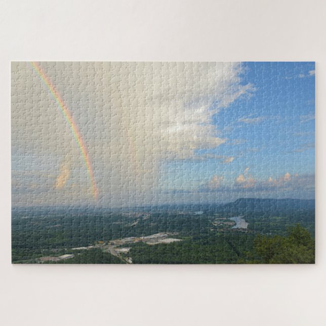 Quebra-cabeça Arco-íris sobre Chattanooga, Tennessee - 20x30 pol (Horizontal)