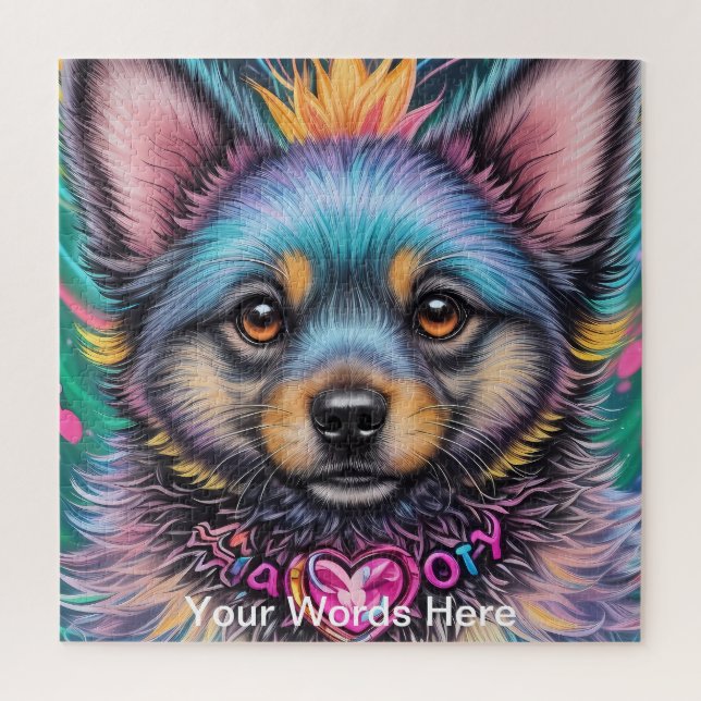 Quebra-cabeça Arco-íris Vibrante Neon Psicodélico Natureza e Vid (Vertical)