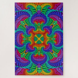 Quebra-cabeça Arco-Íris Vintage Fractal, Psicodélico