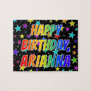 Quebra-cabeça "ARIANNA" Primeiro Nome, Diversão "FELIZ ANIVERS