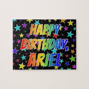 Quebra-cabeça "ARIEL" Nome, Diversão "FELIZ ANIVERSÁRIO"