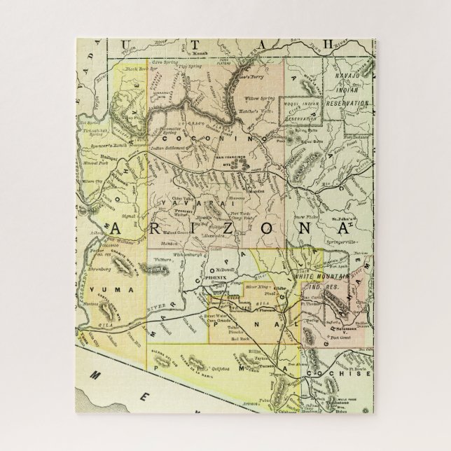 Quebra-cabeça Arizona de Viagem de Mapa Antiquado de de de de  e (Vertical)