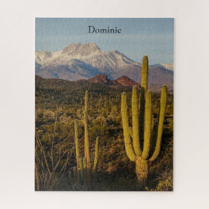Quebra-cabeça Arizona Deserto Saguaro Cactos Snowy Mountain