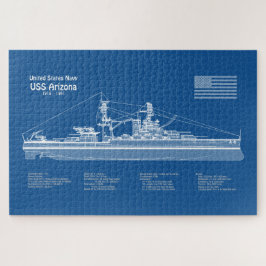 Quebra-cabeça ARIZONA USS - ABD de Planos de Impressão Blueprint