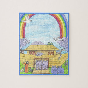 Quebra-cabeça Ark Watercolor Rainbow Animal Elephant de Noah