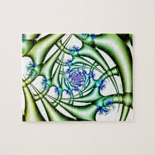 Quebra-cabeça Armário Arte Fractal Azul e Verde