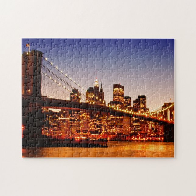 Quebra-cabeça Arquitectura da cidade de New York com a ponte (Horizontal)