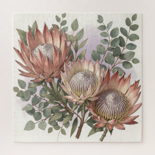 Quebra-cabeça Arranjo Botânico de Eucalipto Protea Rosa