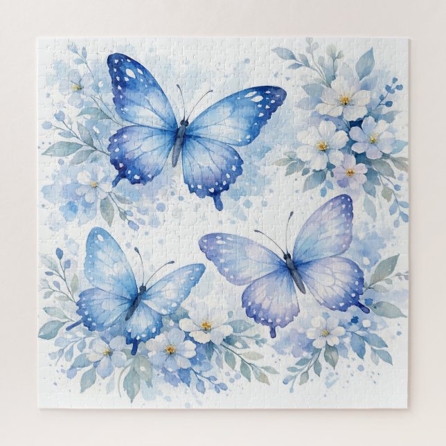 Quebra-cabeça Arranjo Floral Borboleta Azul (Vertical)