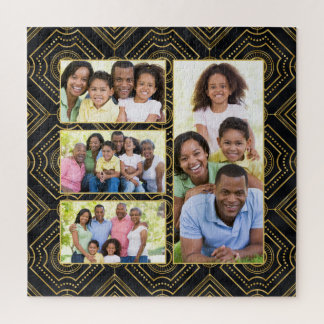 Quebra-cabeça Art Deco Black Black Add Your Family Photo Collage