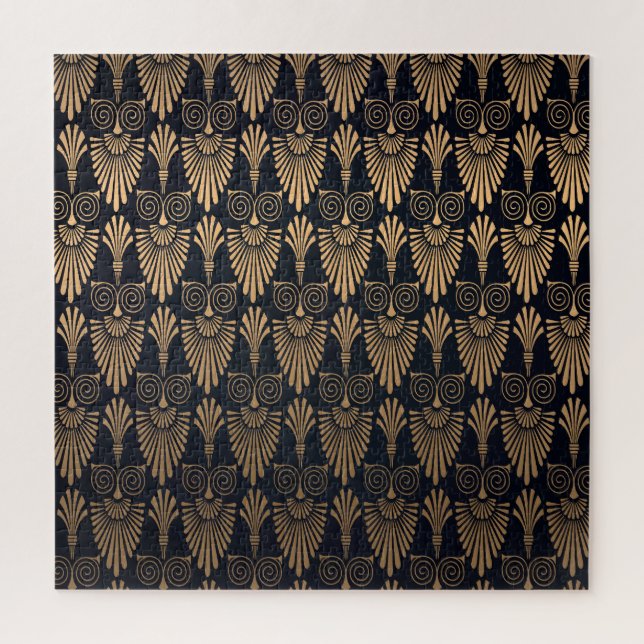 Quebra-cabeça Art Deco Black Dourado: Retro. (Vertical)