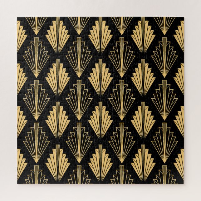 Quebra-cabeça Art Deco Black Dourado: Sem costura (Vertical)