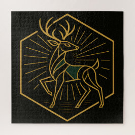 Quebra-cabeça Art Deco Christmas Reindeer Square Jigsaw Puzzle