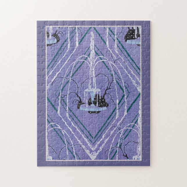 Quebra-cabeça Art Deco Fountain in Blue (Vertical)