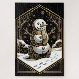 Quebra-cabeça Art Deco Snowman Jigsaw Puzzle