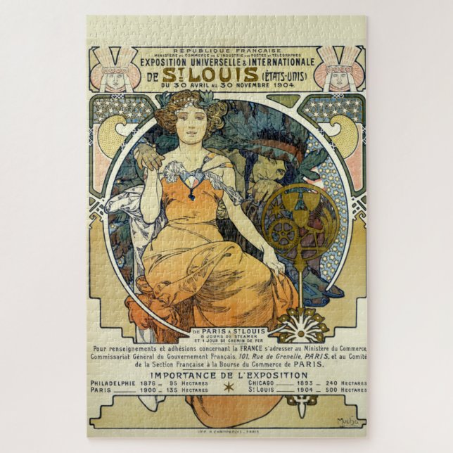 Quebra-cabeça Art Nouveau 1904 Feira Mundial de Alphonse Mucha (Vertical)