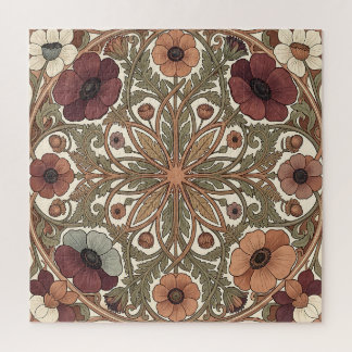 Quebra-cabeça Art Nouveau Anêmona Floral Circular