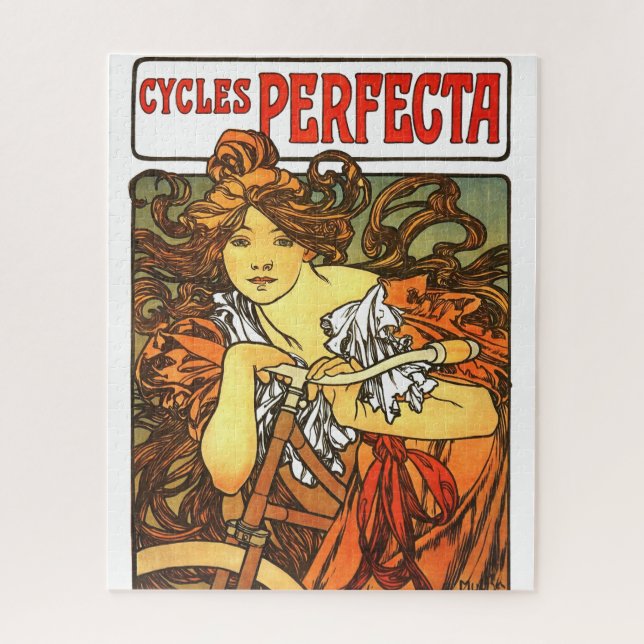 Quebra-cabeça Art Nouveau Bicicleta Mucha Art (Vertical)