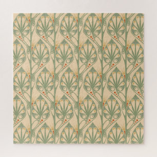 Quebra-cabeça Art Nouveau, Design de Papel de Parede Retro.