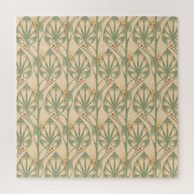 Quebra-cabeça Art Nouveau, Design de Papel de Parede Retro. (Vertical)