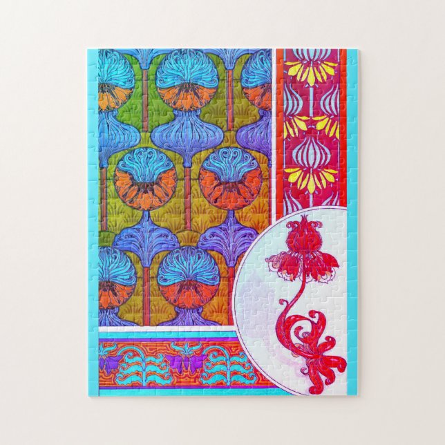 Quebra-cabeça Art nouveau floral, floral têxtil verneuil (Vertical)