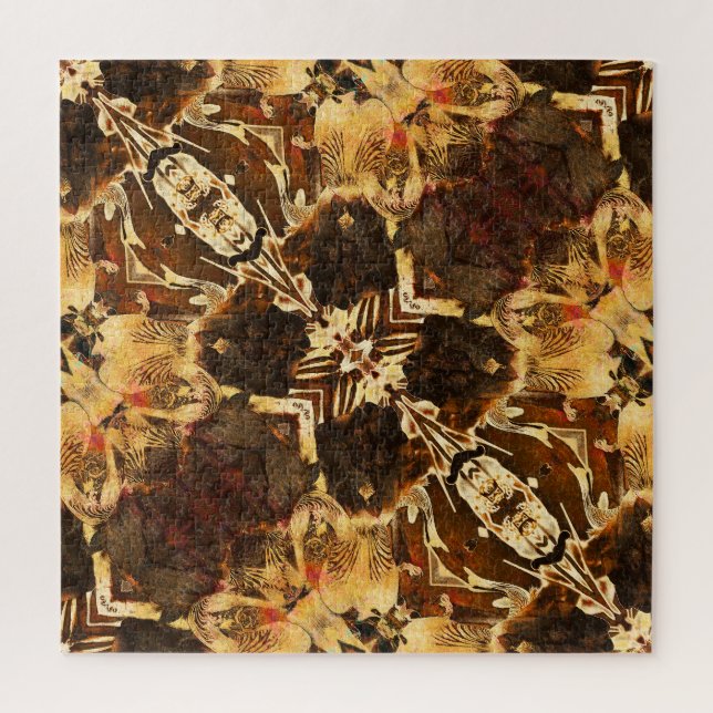Quebra-cabeça Art Nouveau: Ouro Brown Vintage (Vertical)
