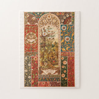 Quebra-cabeça Art nouveau padrão floral Folhas de flores de pásc