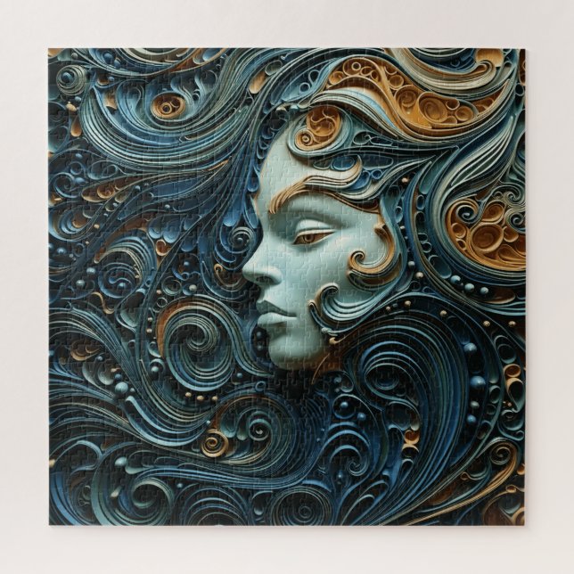Quebra-cabeça Arte 3D da Mulher Moonlit (Vertical)