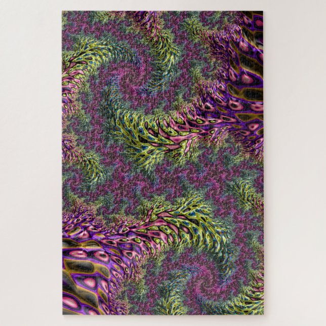 Quebra-cabeça Arte abstrata digital fractal funky groovy alucina (Vertical)