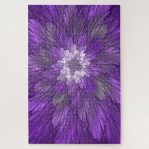 Quebra-cabeça Arte abstrata fractal de flor roxa psicodélica