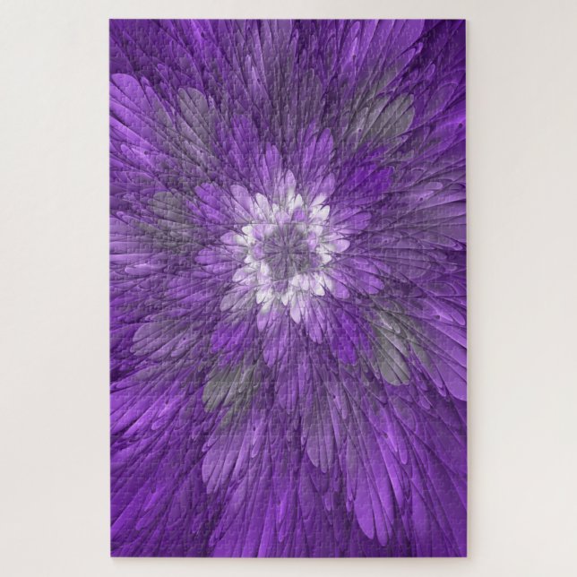 Quebra-cabeça Arte abstrata fractal de flor roxa psicodélica (Vertical)