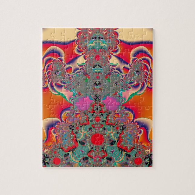 Quebra-cabeça Arte Abstrata Fractal de Meditação Vermelha (Vertical)