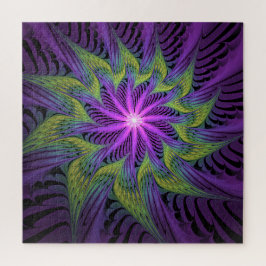 Quebra-cabeça Arte abstrata fractal moderna flor roxa verde