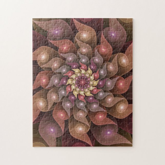 Quebra-cabeça Arte abstrata fractal moderna surreal flor brilhan (Vertical)
